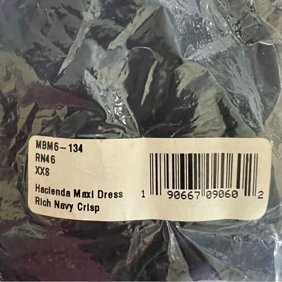 Show Me Your Mumu Hacienda Off The Shoulder Maxi Dress Rich Navy Crisp Size XXS - Picture 15 of 16